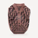 Brown dog cardigan inspired by Fendi