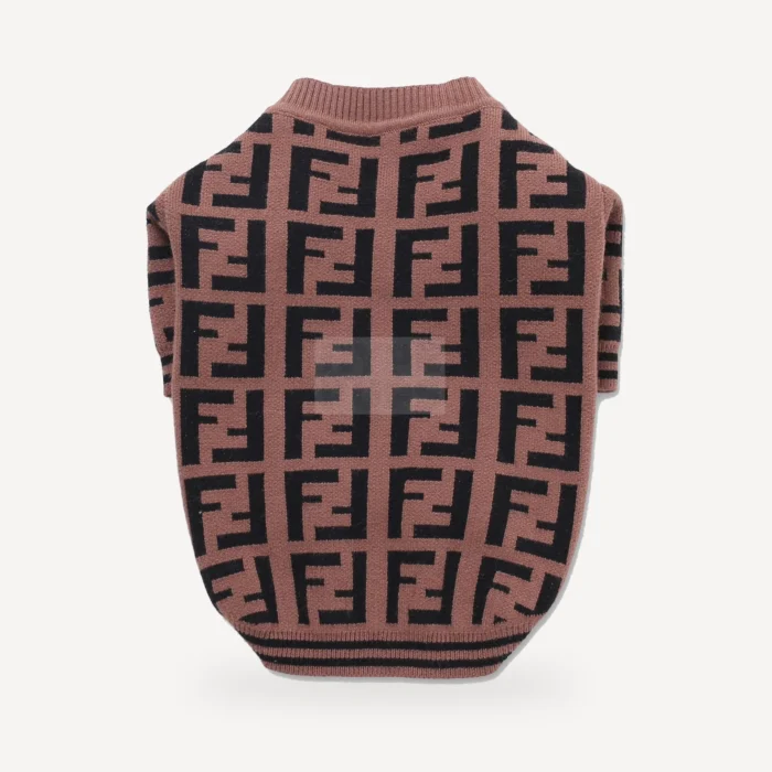 Brown dog cardigan inspired by Fendi view 2