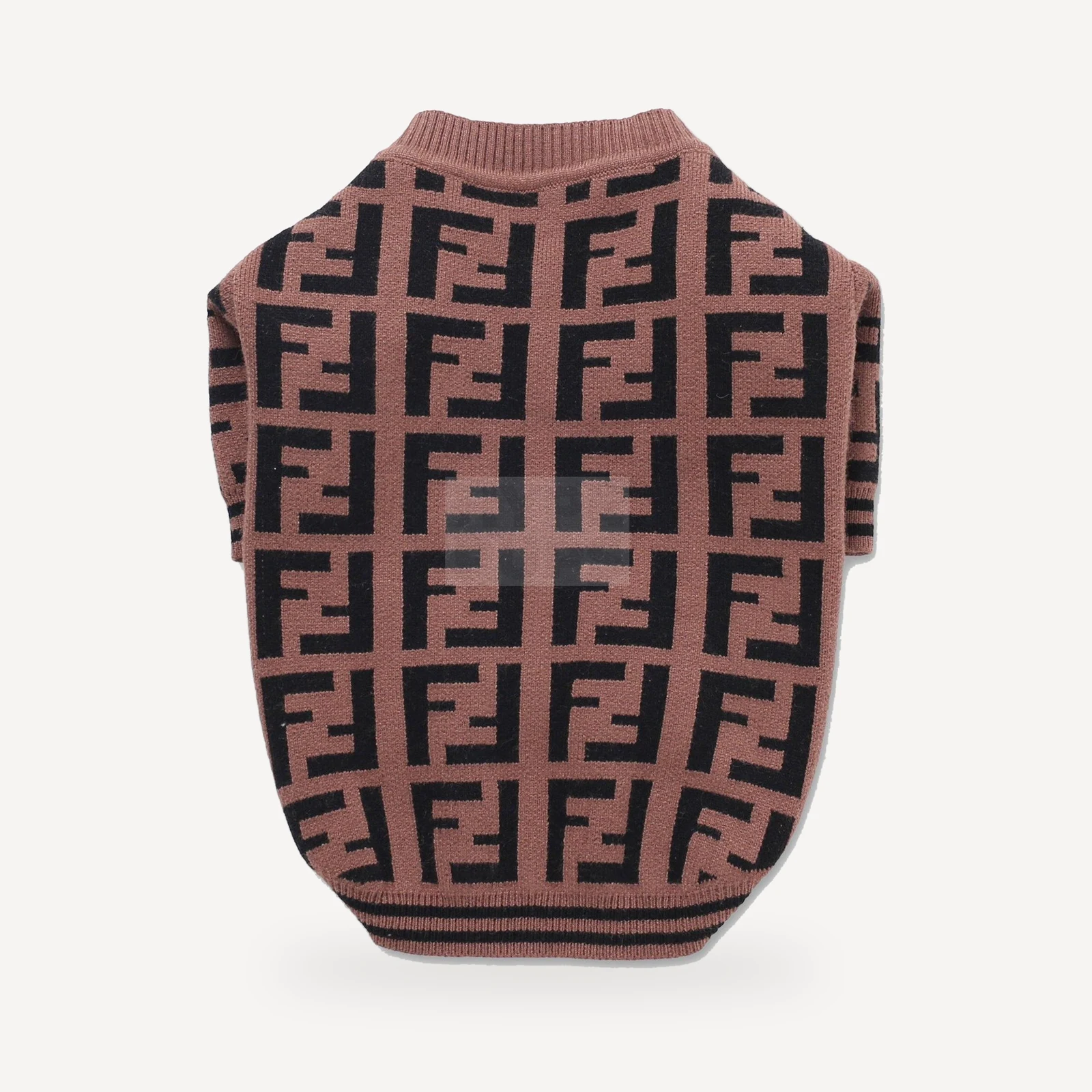 Brown dog cardigan inspired by Fendi view 2