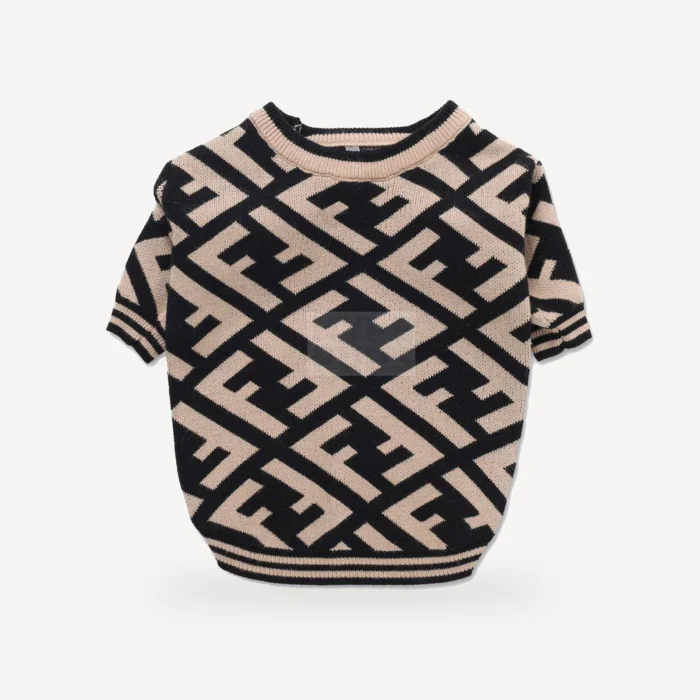 Brown Logo dog sweater inspired by Fendi view 2