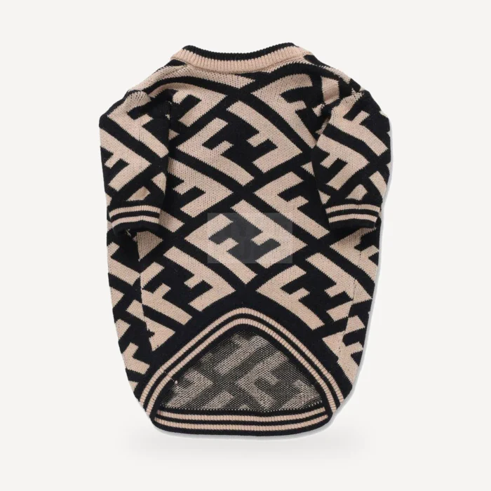 Brown Logo dog sweater inspired by Fendi view 3