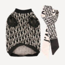 Black monogram dog sweater and scarf set inspired by Dior, designer-style dog clothing