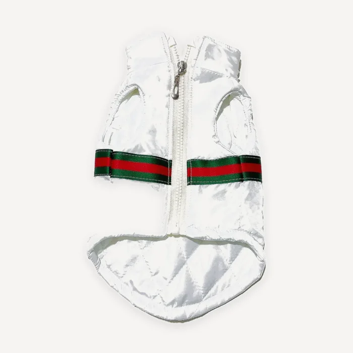 Web Stripe White dog cape inspired by Gucci view 6