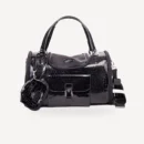 Black croco embossed dog travel carrier