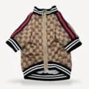 White Stripe Trim Track dog jacket view 4