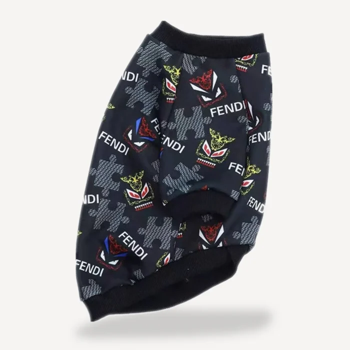 Monster Print dog sweatshirt inspired by Fendi view 4