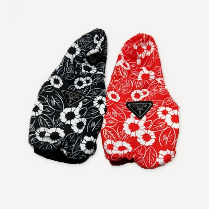 Floral dog hoodie inspired by Prada view 2
