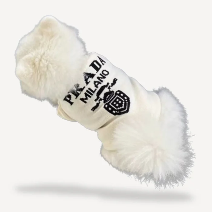 Monochrome dog sweater inspired by Prada view 6