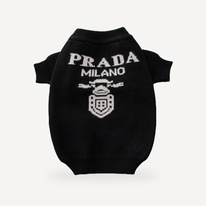 Monochrome dog sweater inspired by Prada view 2