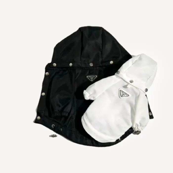 Waterproof dog windbreaker inspired by Prada