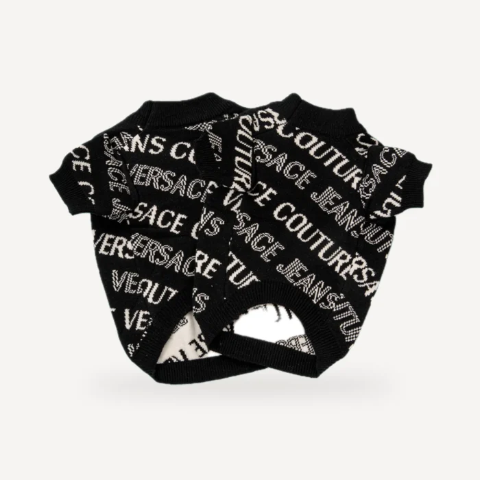 Couture Text dog sweater inspired by Versace view 5