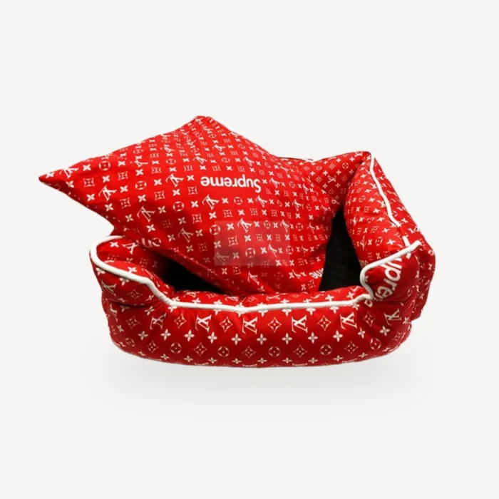 dog bed inspired by Supreme x Louis Vuitton view 2