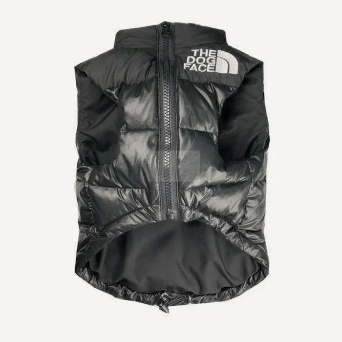 Puffer dog vest inspired by The North Face