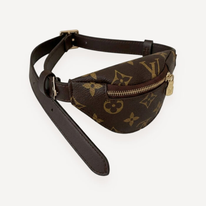 Brown monogram dog bum bag inspired by Louis Vuitton, designer-style dog accessories