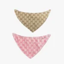Khaki and pink monogram snap dog bandanas inspired by Gucci