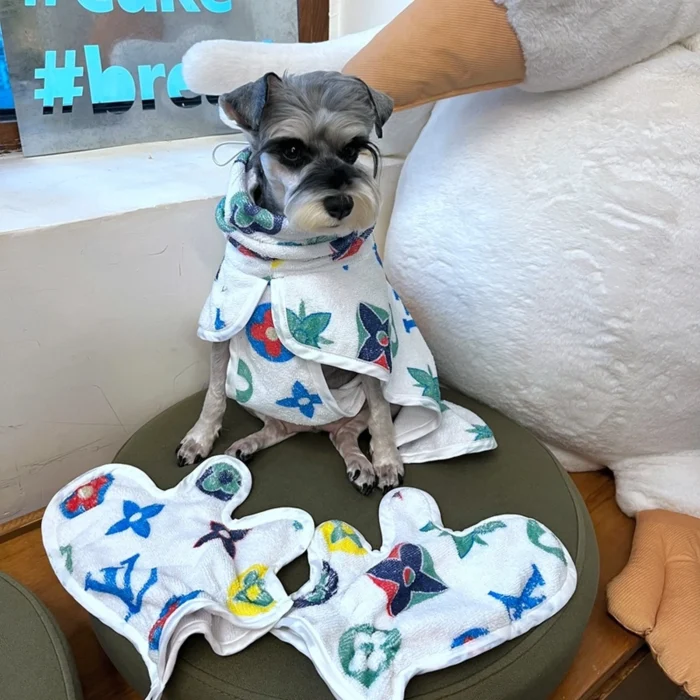 Chewy V Multicolor Terry Wrap on a dog