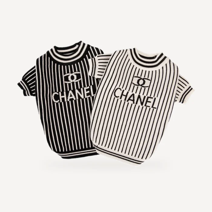 Chewnel Vertical Stripe Sweater black and white