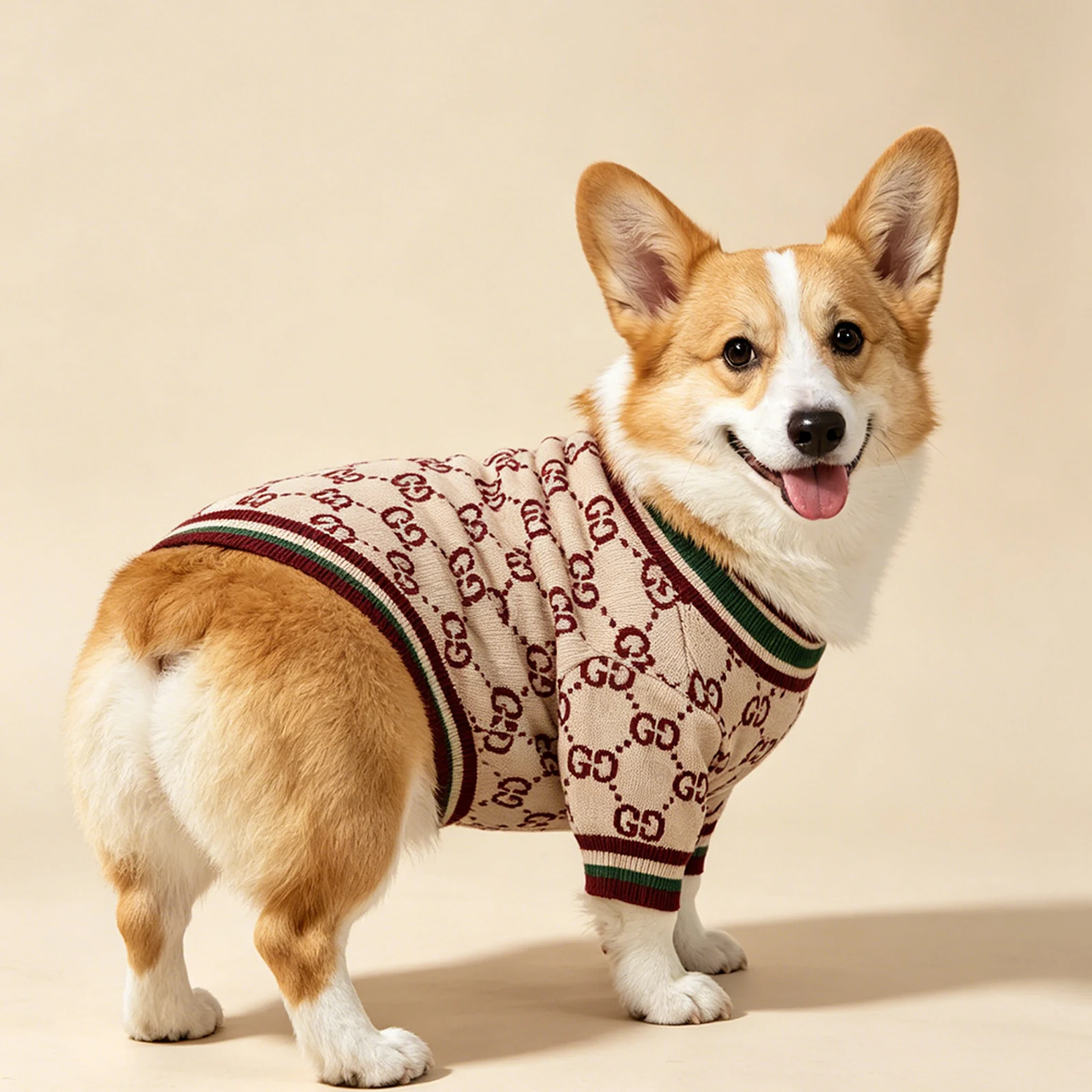 Pawcci Burgundy Monogram Sweater on a dog