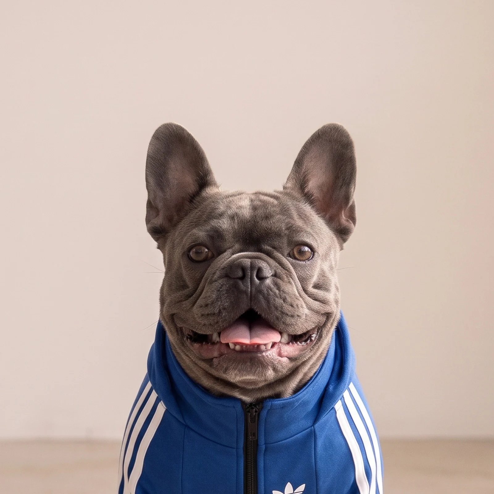 Adidog Half-Zip Track Jacket worn by a dog in studio – front view, second angle