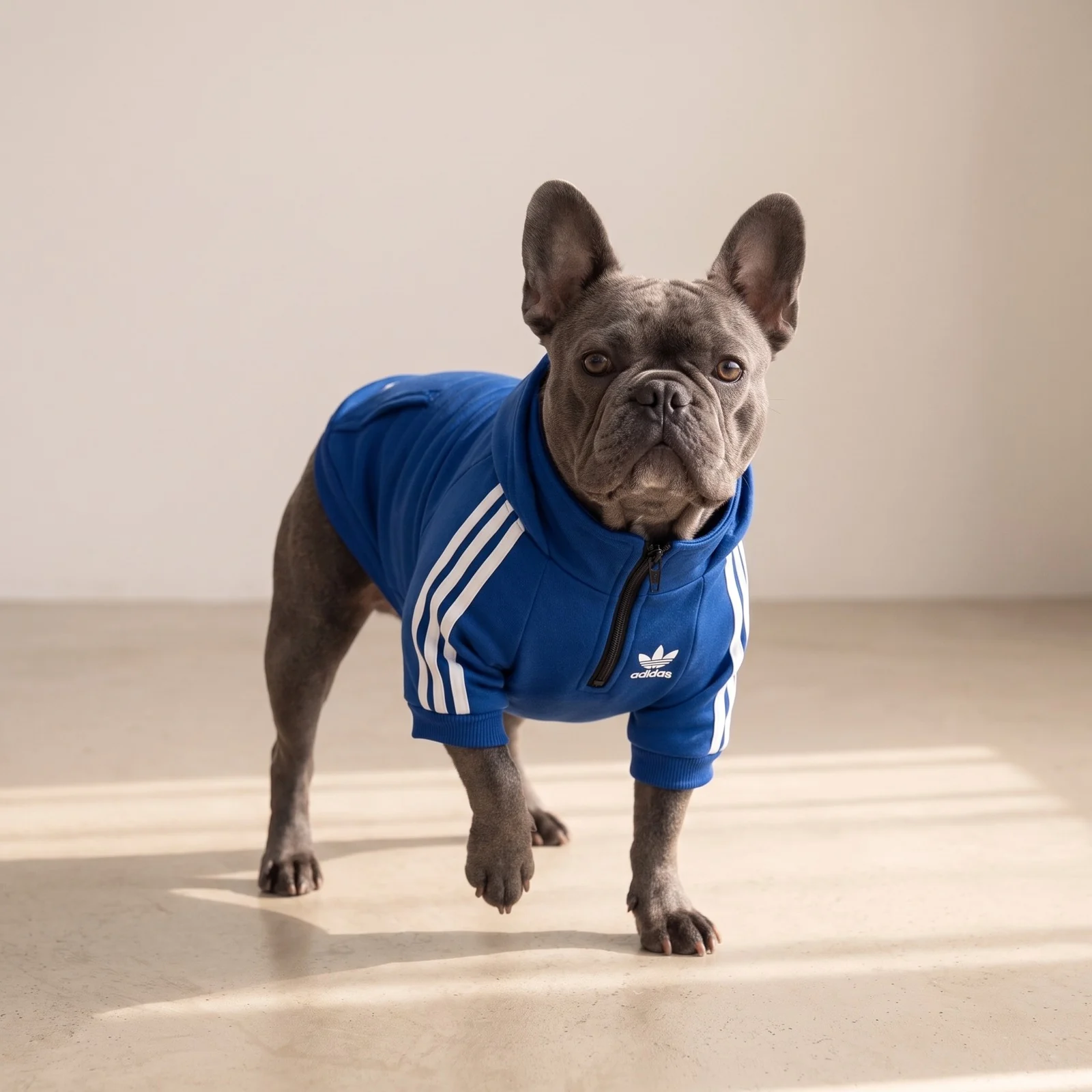 Adidog Half-Zip Track Jacket worn by a dog in studio – front view