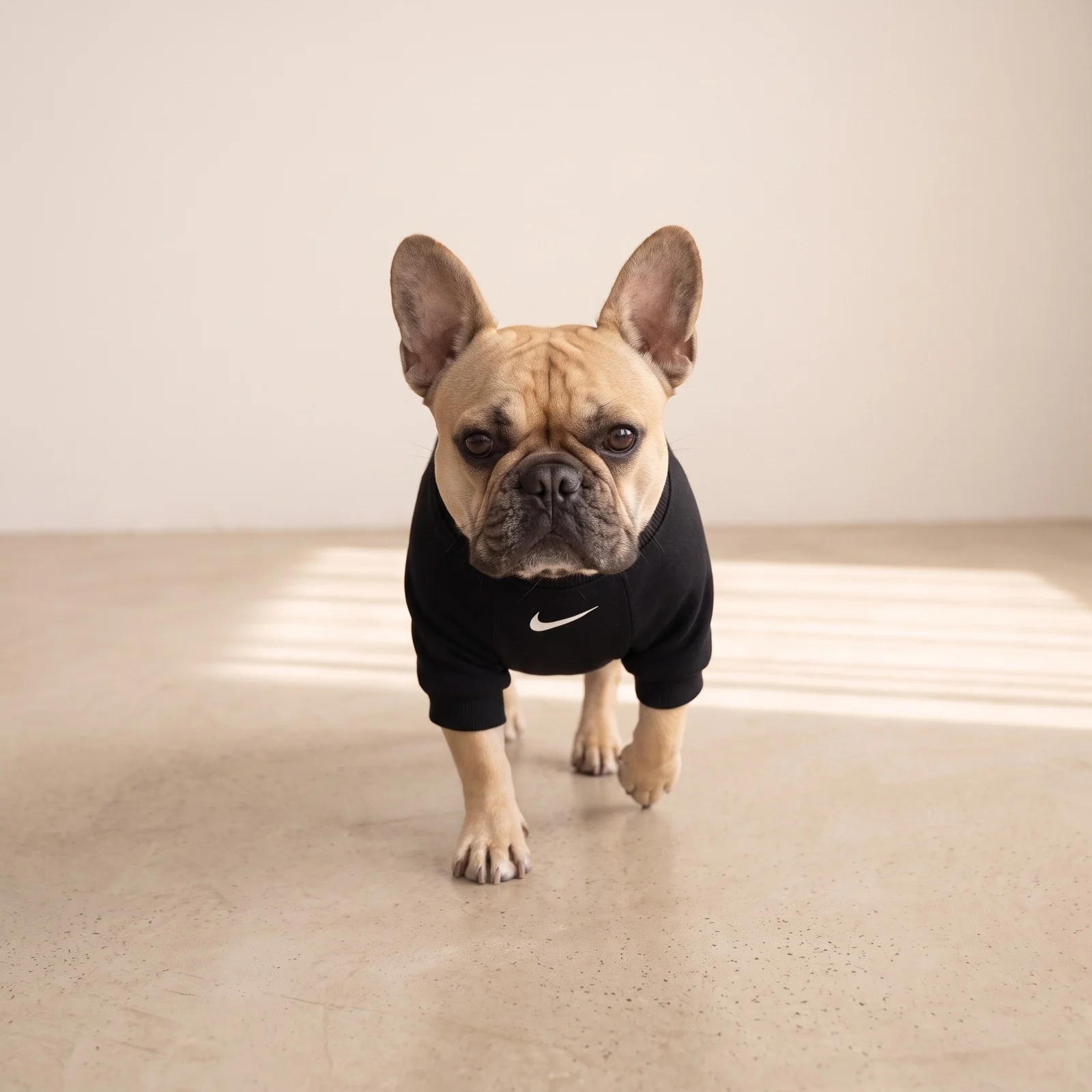 Air Dog Logo Crewneck worn by a dog in studio – front view, second angle
