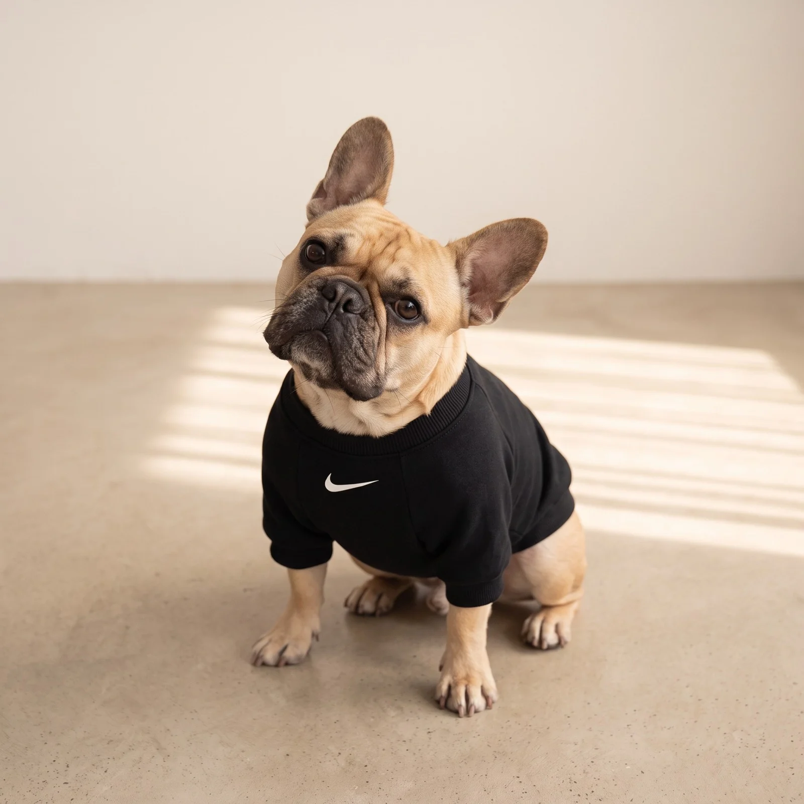 Air Dog Logo Crewneck worn by a dog in studio – front view