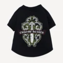 Camo Dagger dog tee inspired by Chrome Hearts, black, back view