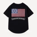 Flag dog tee inspired by Chrome Hearts, black, back view