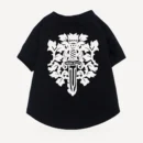 Floral Dagger dog tee inspired by Chrome Hearts, black, back view