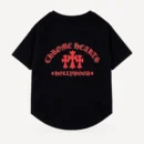 Red Hollywood dog tee inspired by Chrome Hearts, black, back view