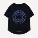 Spiral Script dog tee inspired by Chrome Hearts, black, back view