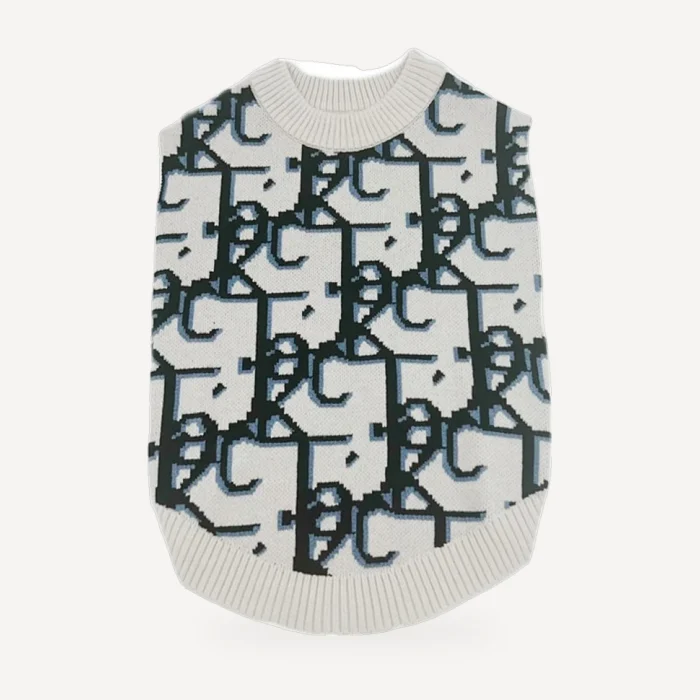 Cream Oblique Knit dog sweater inspired by Dior