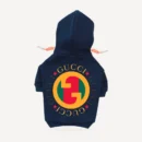 Vintage Disc dog hoodie inspired by Gucci, navy blue, back view