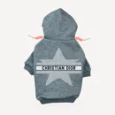 Star dog hoodie inspired by Dior, grey, back view