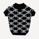 Monogram Knit dog sweater inspired by Celine, black, back view